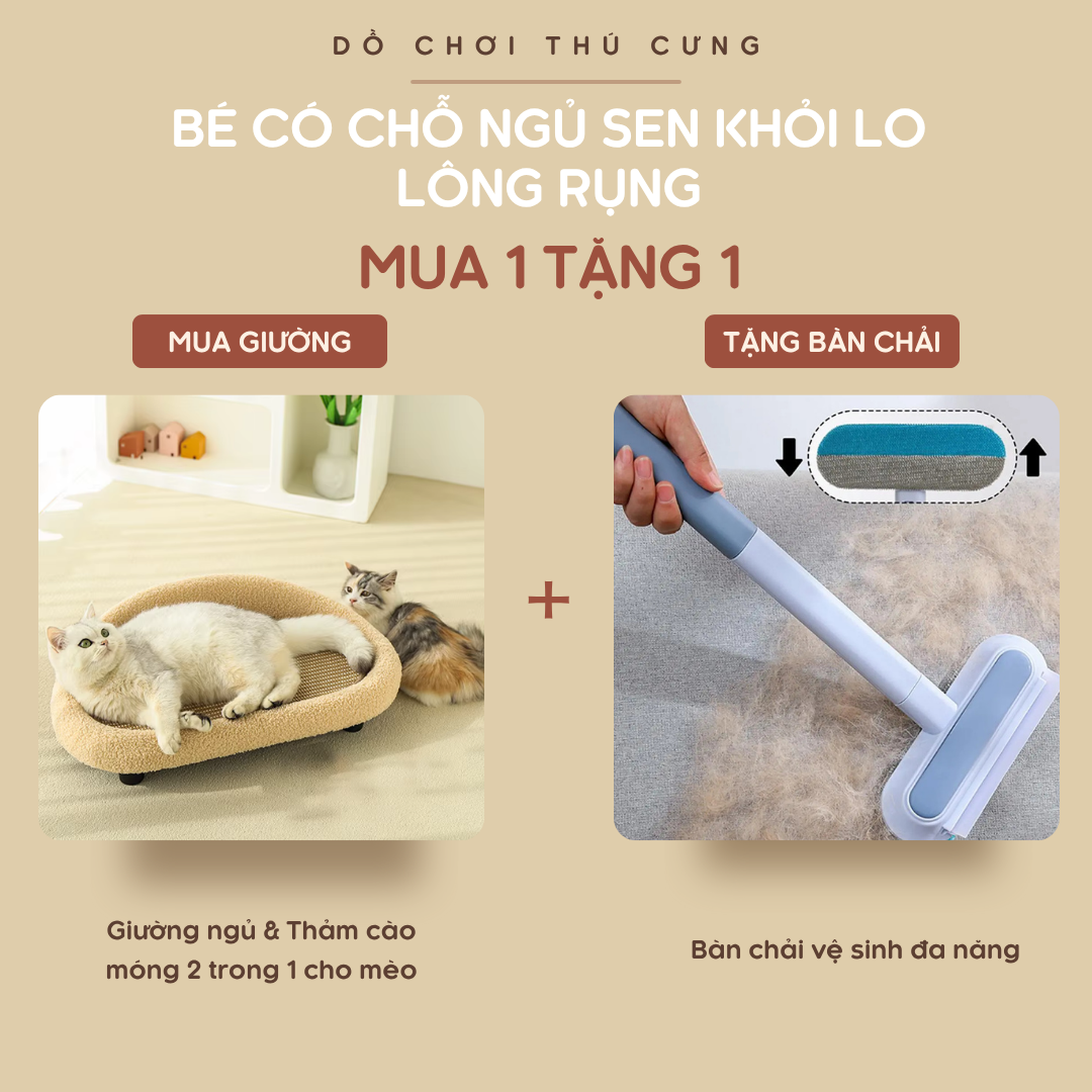 Giường ngủ & Thảm cào móng 2 trong 1 cho mèo