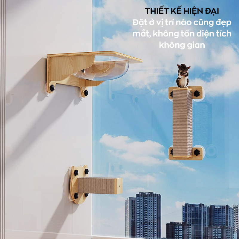 Bộ Khung Leo Treo Tường Cho Mèo - Tối Ưu Không Gian
