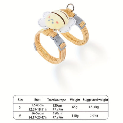Dây Dắt Thú Cưng Đi Dạo Họa Tiết Hình Con Ong Siêu Dễ Thương - Sành Điệu, Êm Ái, An Toàn Mọi Hành Trình