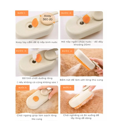 Lược Chải Lông Mèo Hơi Nước 3 Trong 1 – Chải Chuốt & Massage