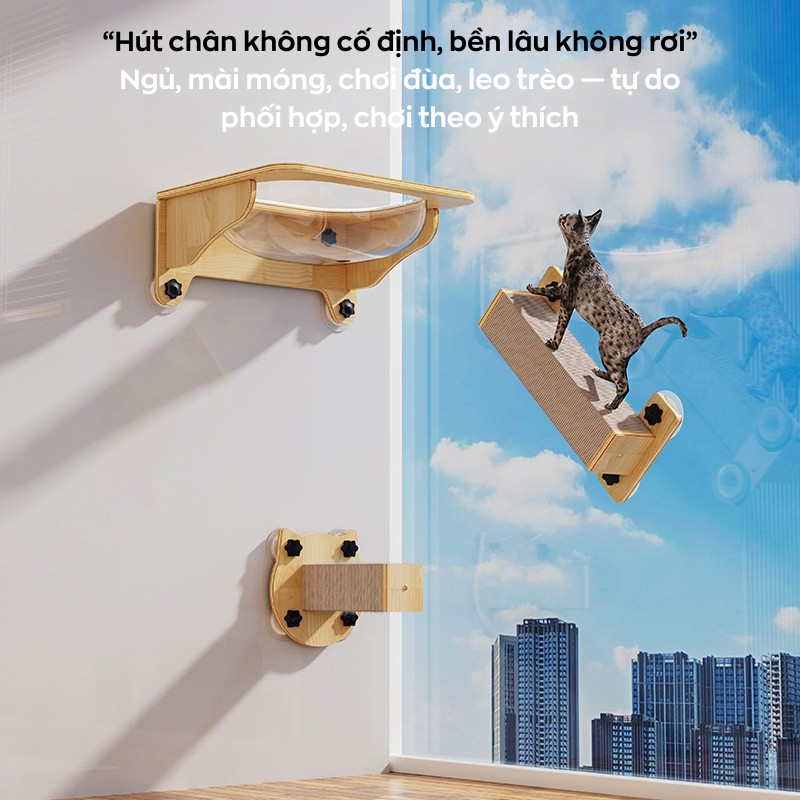 Bộ Khung Leo Treo Tường Cho Mèo - Tối Ưu Không Gian